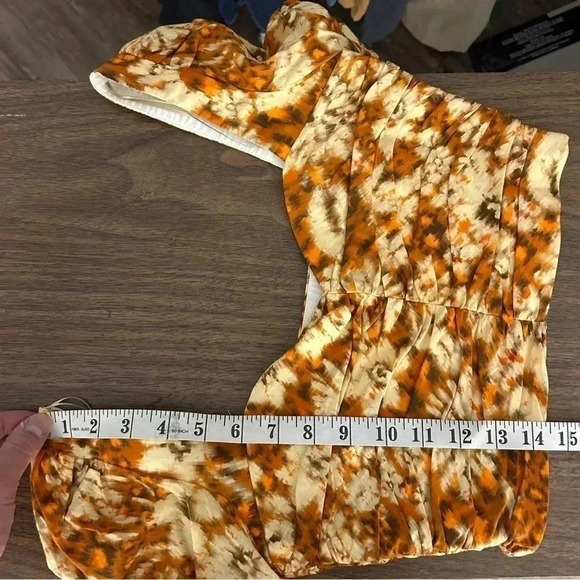 💕Zara Printed Drape Crop Top  Square Neck Orange Floral XS NWOT - Picture 9 of 10